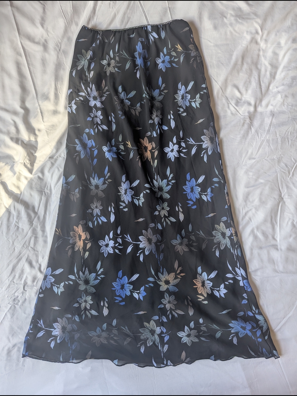 wild fable Black Maxi Skirt with Blue & Pink Floral Print